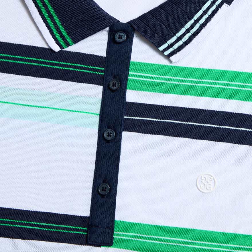 ENGINEERED STRIPE TECH PIQU&Eacute; POLO in Snow image number 5