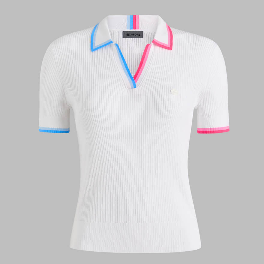 JOHNNY COLLAR COTTON BLEND RIB POLO in Snow image number 1