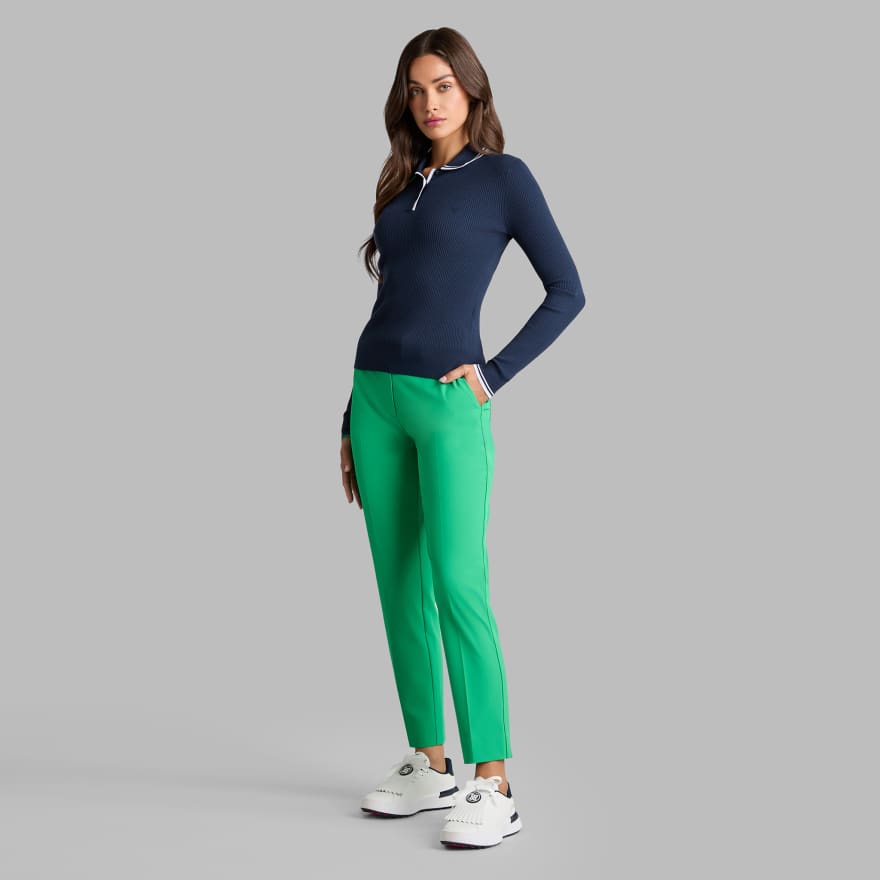 VISCOSE BLEND LONG SLEEVE KNIT POLO in Twilight image number 3