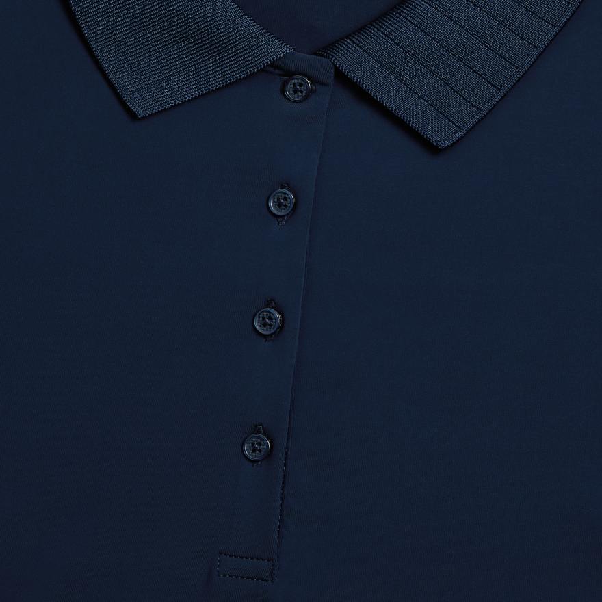 PLEATED COLLAR SILKY TECH NYLON SLEEVELESS POLO in Twilight image number 5