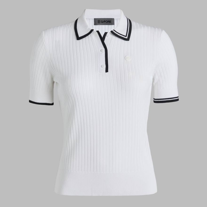 RIBBED KNIT SWEATER POLO in Snow image number 1