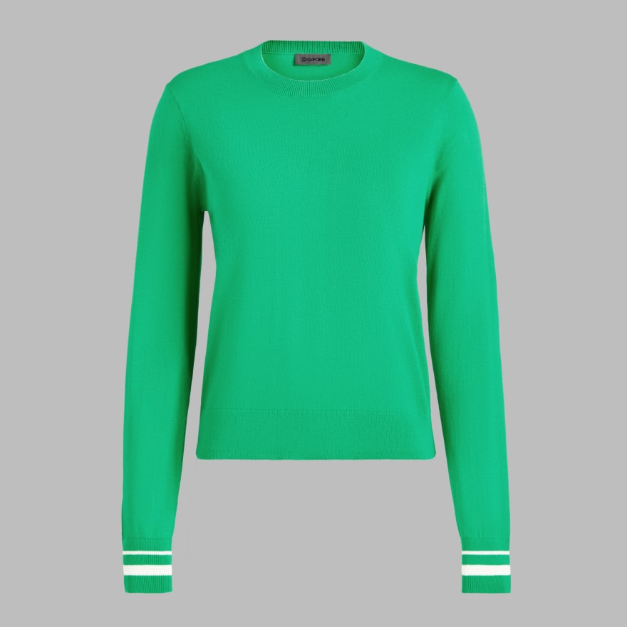 COOLING COTTON CREWNECK SWEATER in Clover image number 1