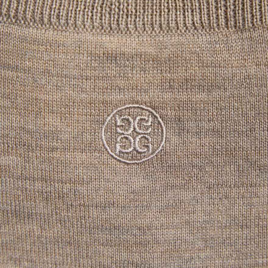 MERINO WOOL COTTON PLAITED 1/4 ZIP JUMPER in DUNE MELANGE image number 7
