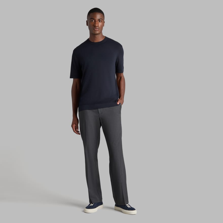 LTD RELEASE ALL SEASON WOOL STRAIGHT LEG PANT in CHARCOAL MELANGE image number 3
