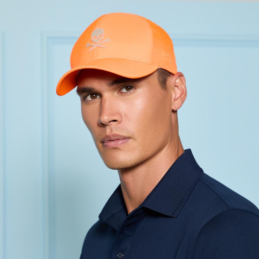 SKULL & TEES LOW PROFILE HAT in SHOCKING ORANGE image number 3