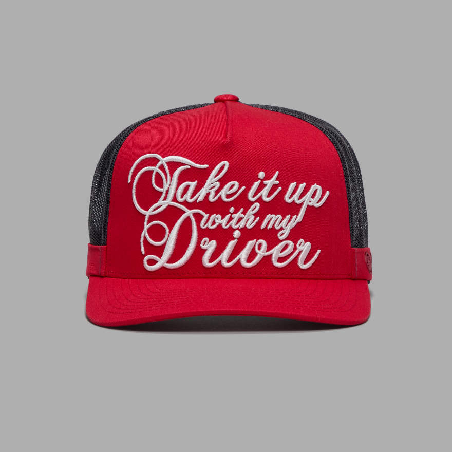 TAKE IT UP WITH MY DRIVER TRUCKER HAT in Lava image number 4