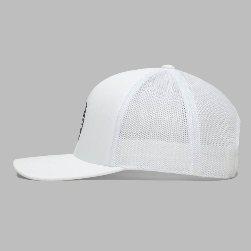 MEN'S LTD RELEASE G WREATH TRUCKER HAT in SNOW / DARK PLUM image number 6