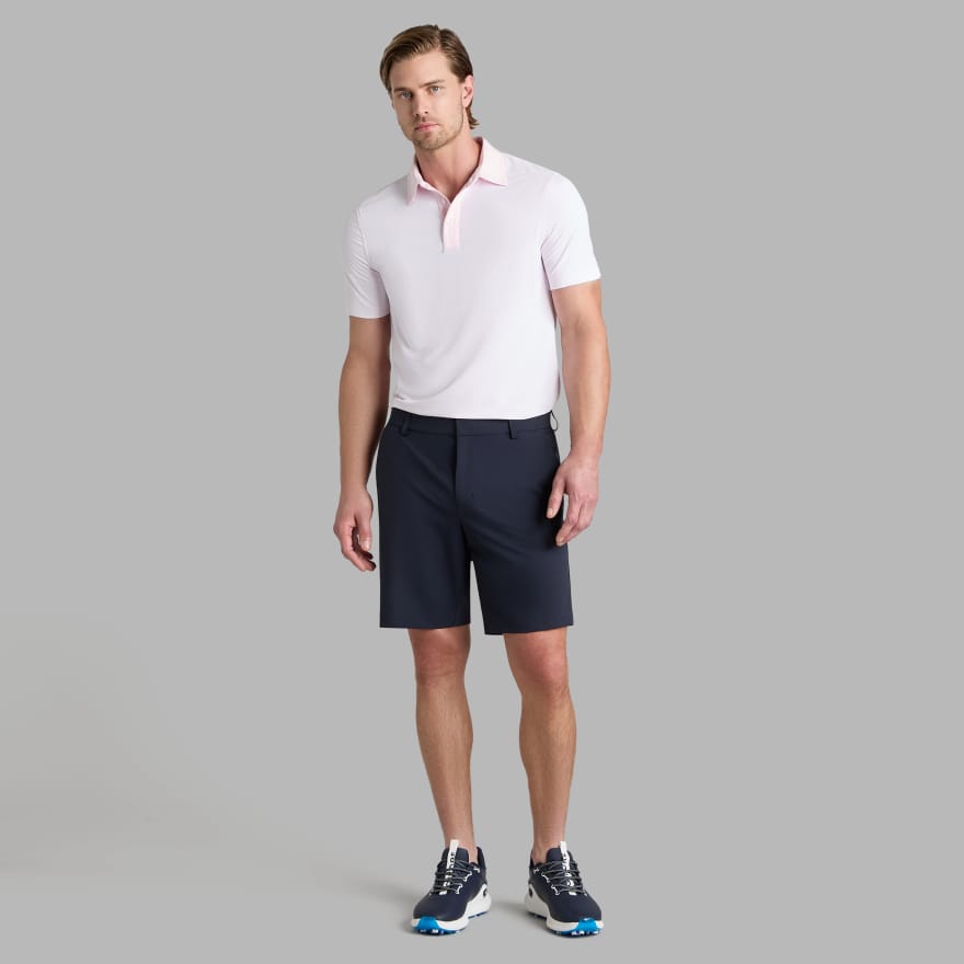 FEEDER STRIPE FINE TECH JERSEY POLO in Blush image number 3