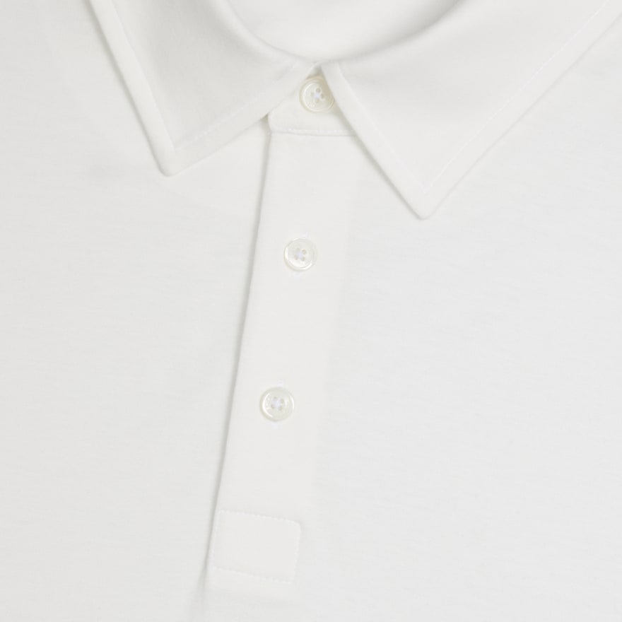 SUPER SOFT BRUSHED COTTON LONG SLEEVE POLO in Snow image number 5