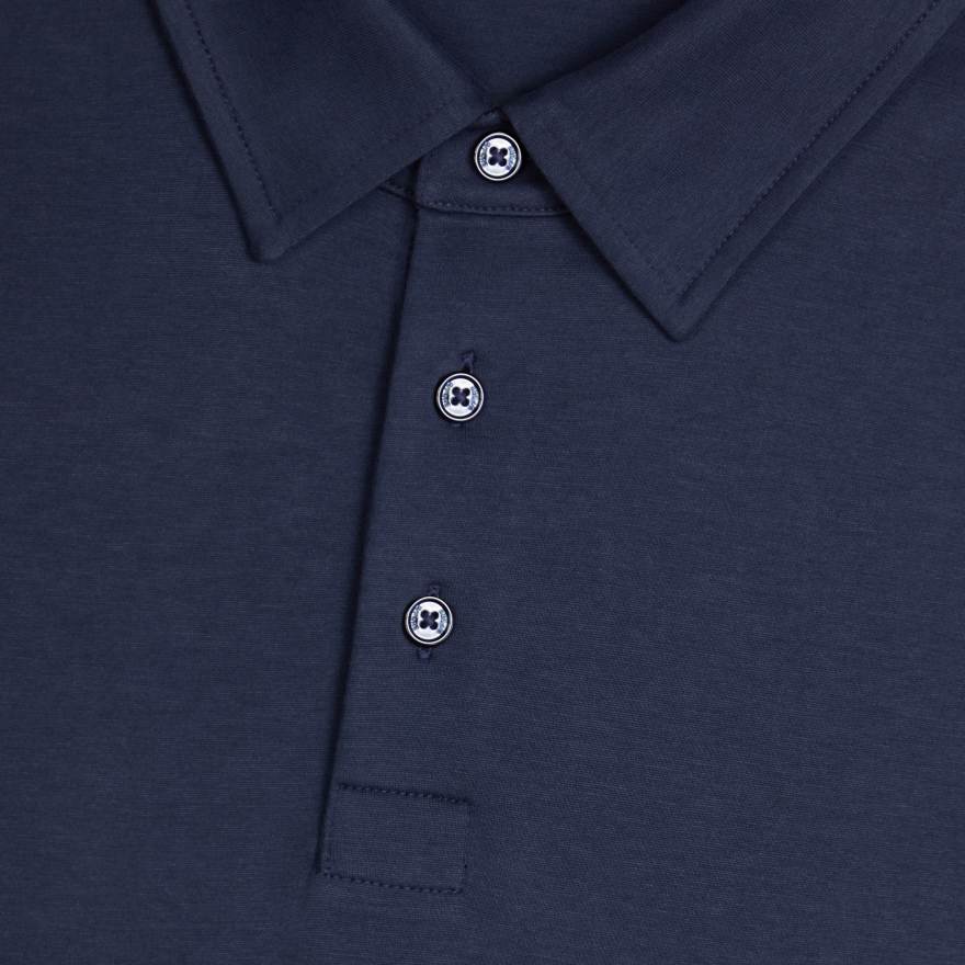 SUPER SOFT BRUSHED COTTON LONG SLEEVE POLO in Twilight image number 5