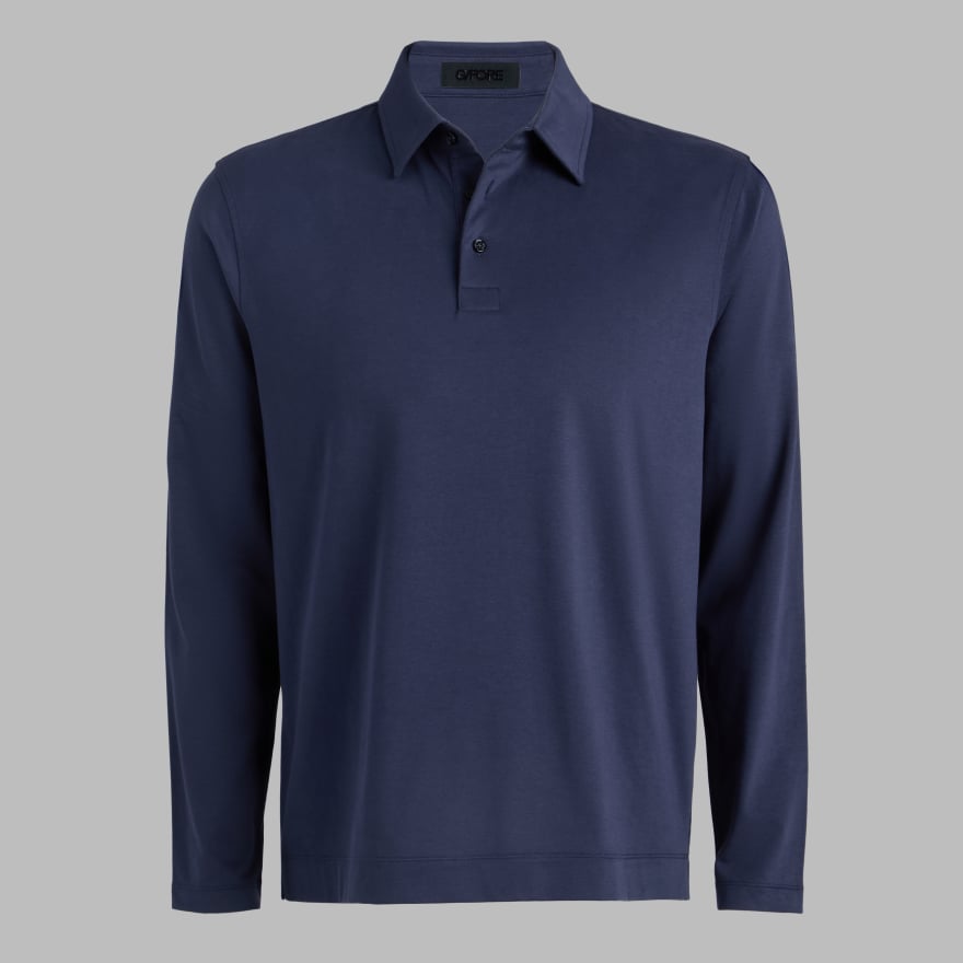 SUPER SOFT BRUSHED COTTON LONG SLEEVE POLO in Twilight image number 1