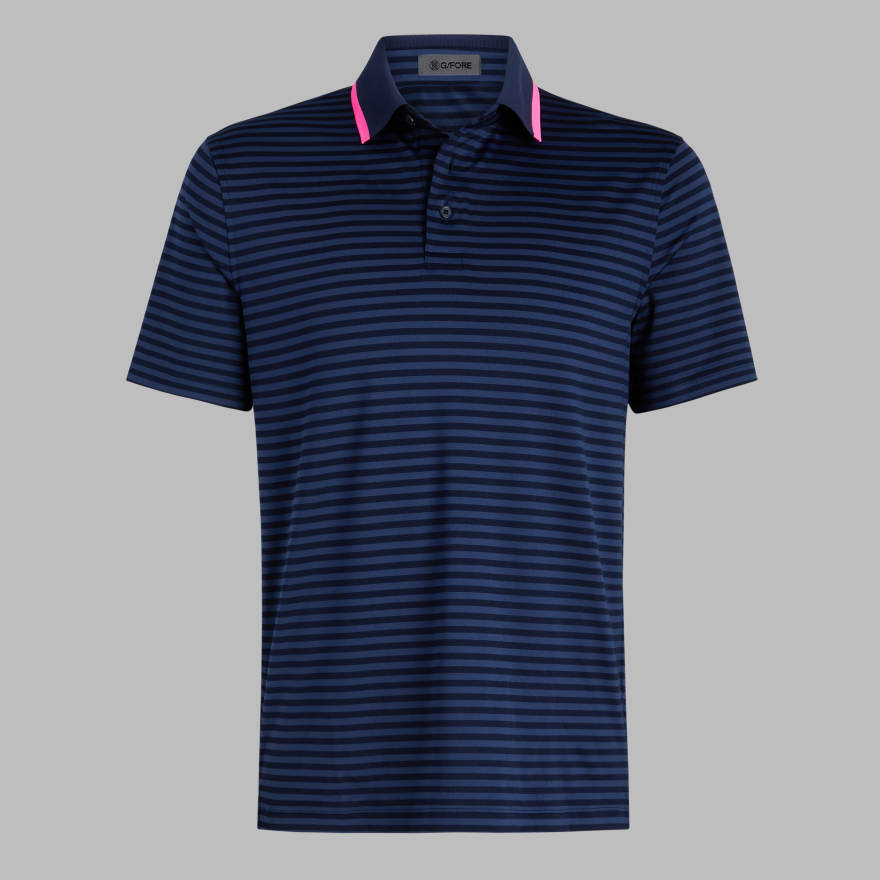 PERFORATED STRIPE JERSEY POLO in Twilight image number 1