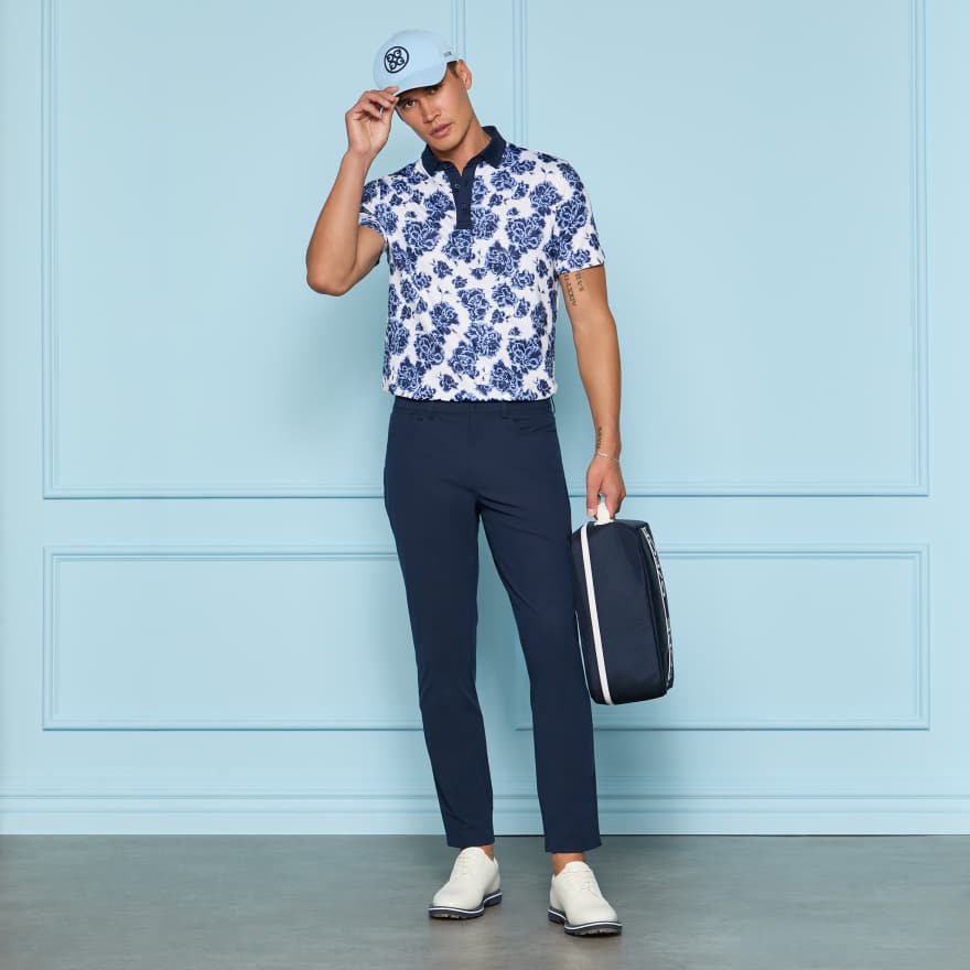 STAMPED FLORAL TECH JERSEY POLO in Willow image number 2