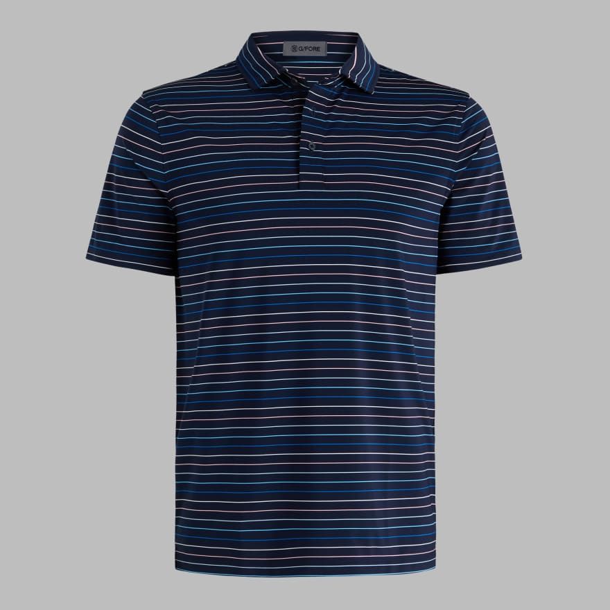 MULTI STRIPE TECH JERSEY POLO in TWILIGHT / BAJA image number 1