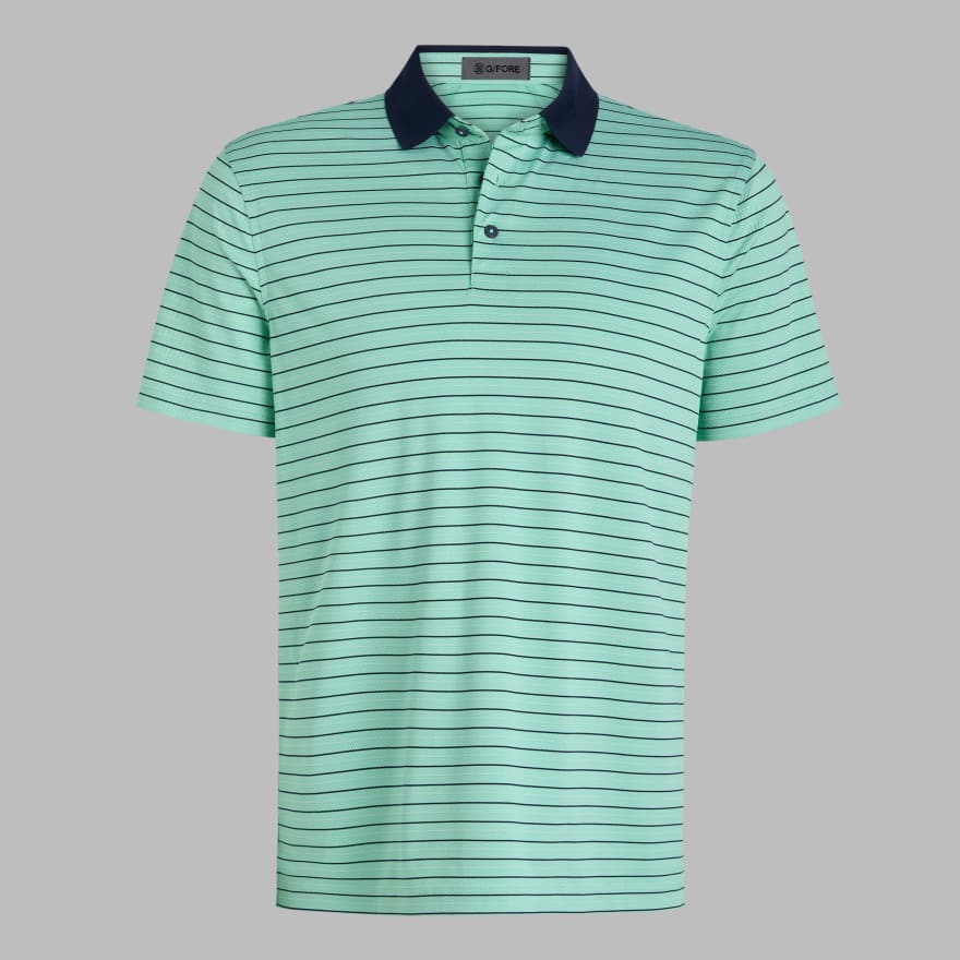 HERRINGBONE STRIPE TECH JERSEY POLO in Clover image number 1