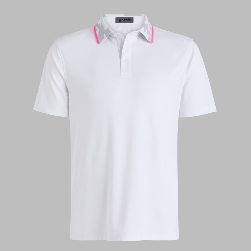 CAMO COLLAR PERFORMANCE PIQU&Eacute; POLO in Snow image number 1