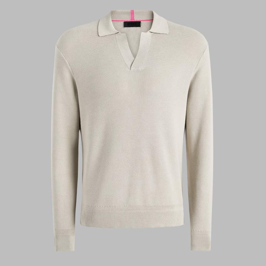 JOHNNY COLLAR COOLING COTTON SWEATER POLO in PUMICE image number 1