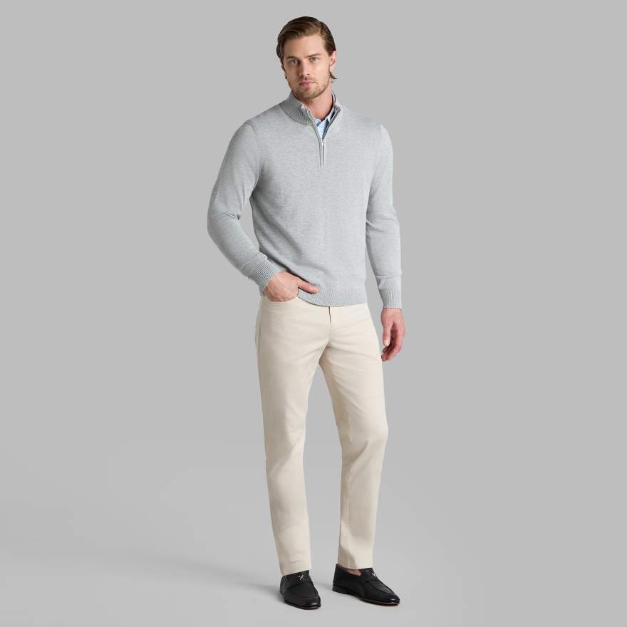 COOLING COTTON 1/4 ZIP SWEATER in NIMBUS MELANGE image number 3