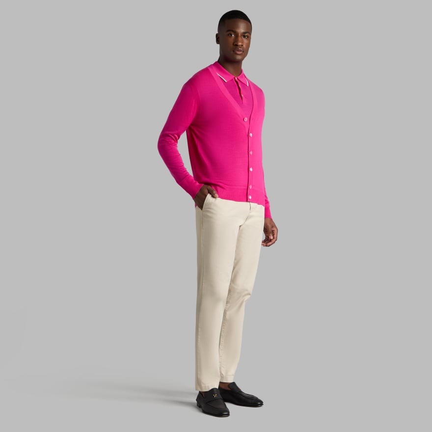 LTD RELEASE MERINO WOOL KNIT CARDIGAN in KNOCKOUT PINK image number 3