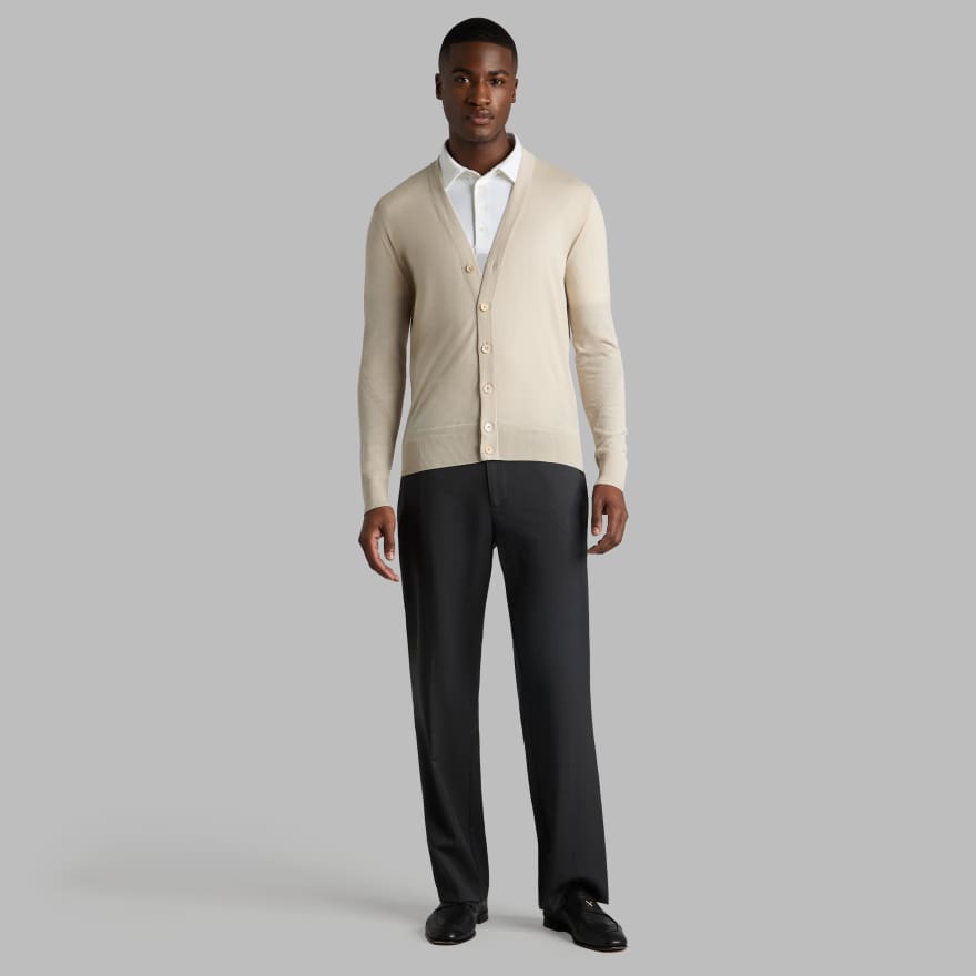 LTD RELEASE MERINO WOOL KNIT CARDIGAN in PUMICE image number 3