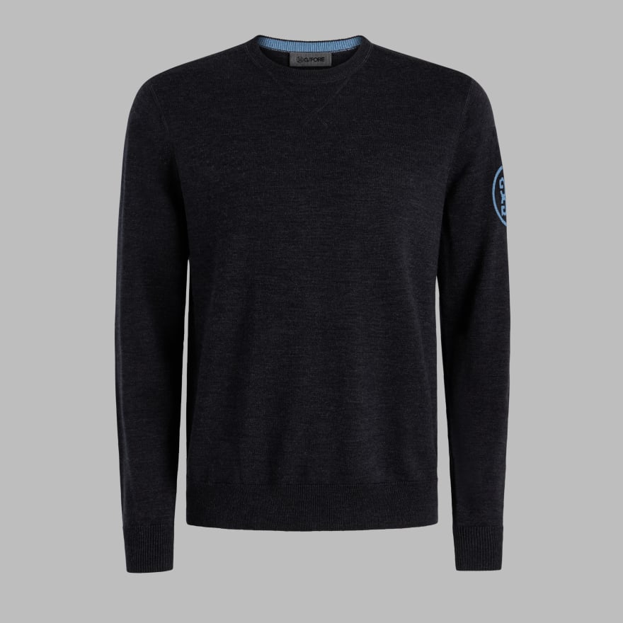 CIRCLE G'S MERINO WOOL CREWNECK SWEATER in CHARCOAL MELANGE image number 1