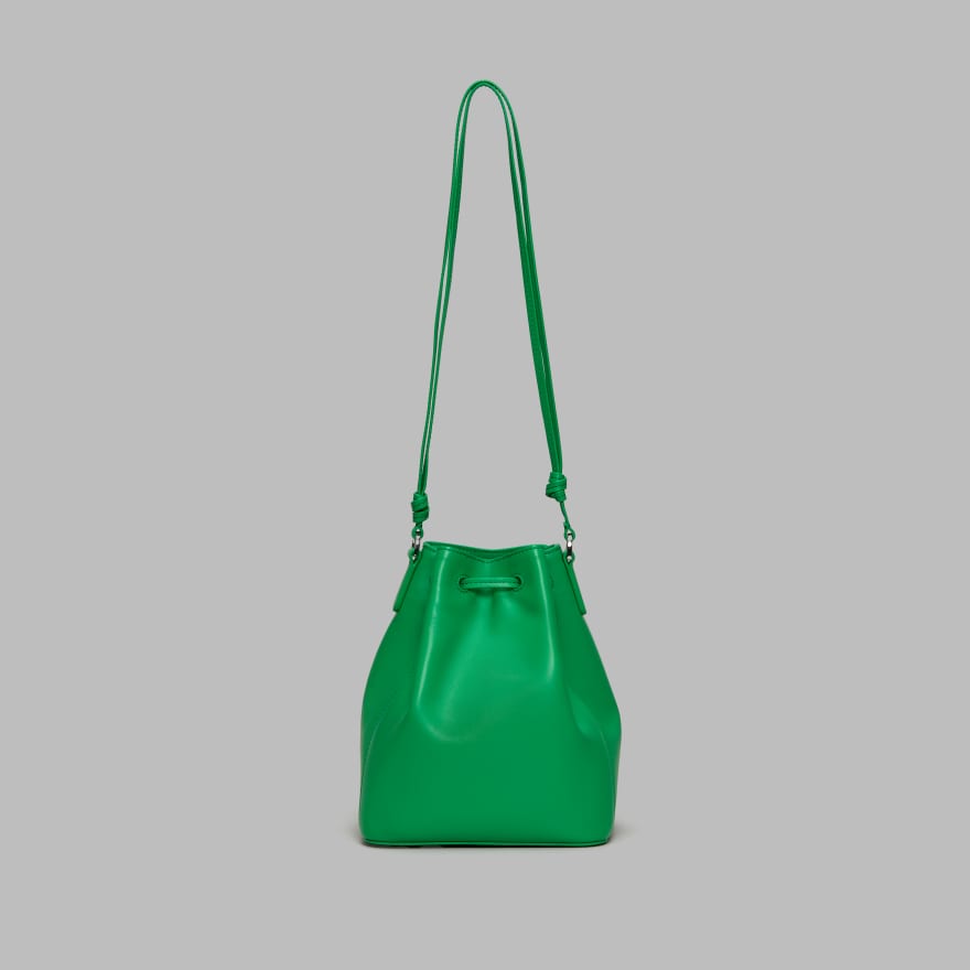LEATHER CART BUCKET BAG in Clover image number 3