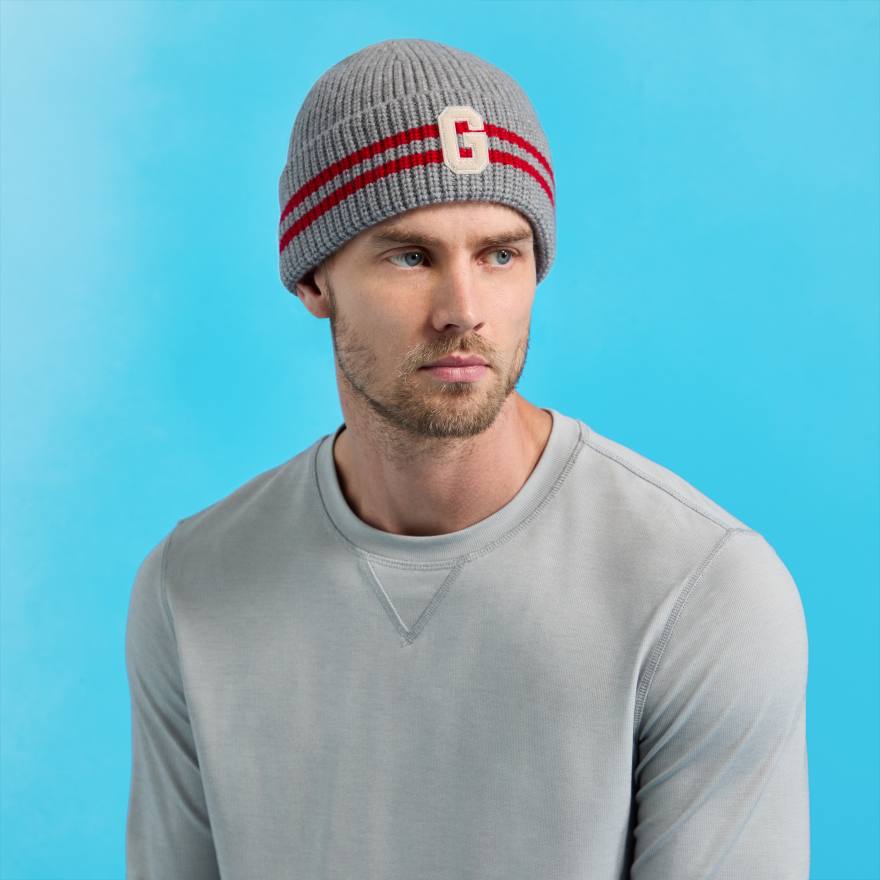 STRIPED IT LETTER G WOOL CASHMERE BEANIE in Nimbus image number 2