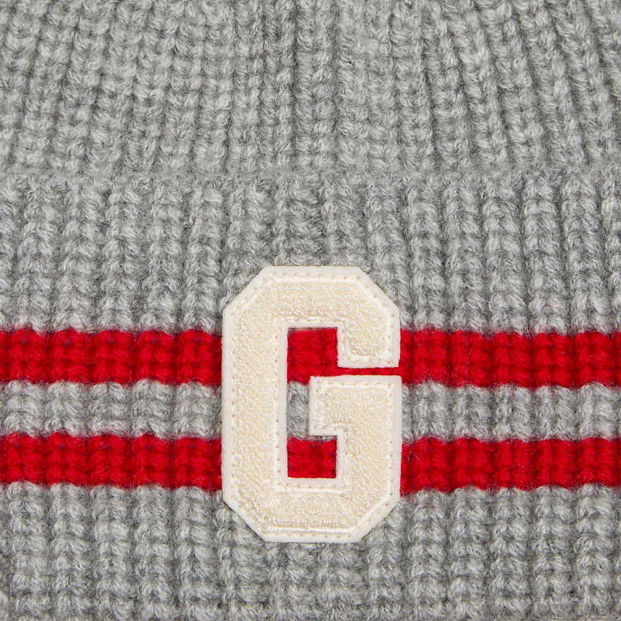 STRIPED IT LETTER G WOOL CASHMERE BEANIE in Nimbus image number 3