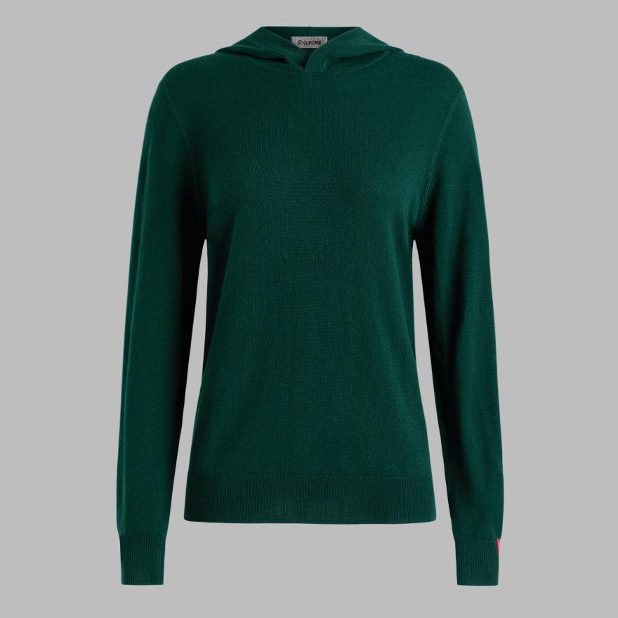 CASHMERE HOODED SWEATER in CYPRESS GREEN image number 8