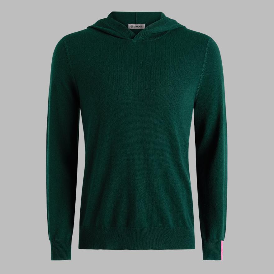 CASHMERE HOODED SWEATER in CYPRESS GREEN image number 9