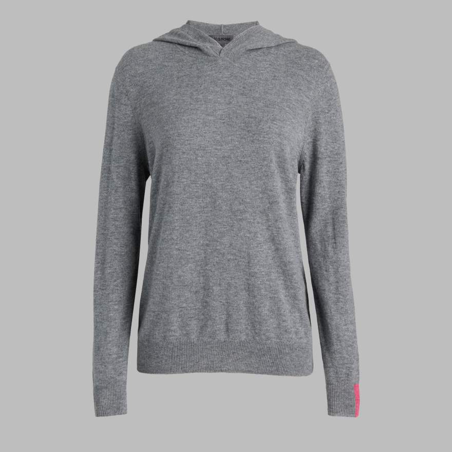 CASHMERE HOODED SWEATER in NIMBUS MELANGE image number 9