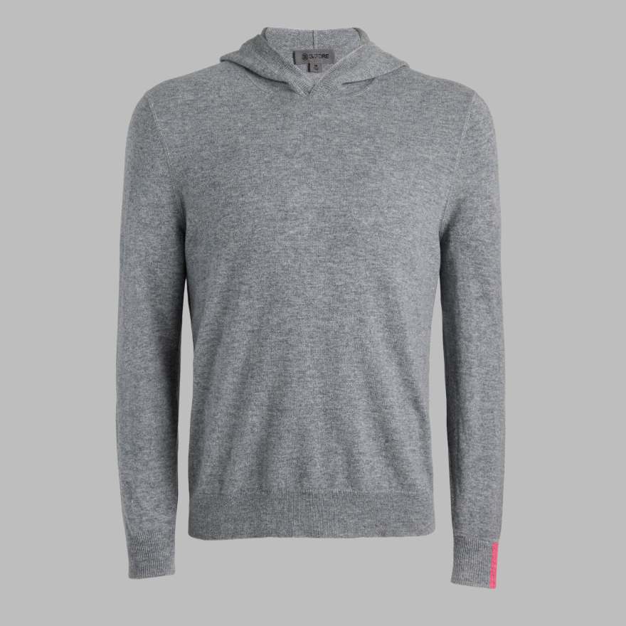 CASHMERE HOODED SWEATER in NIMBUS MELANGE image number 8