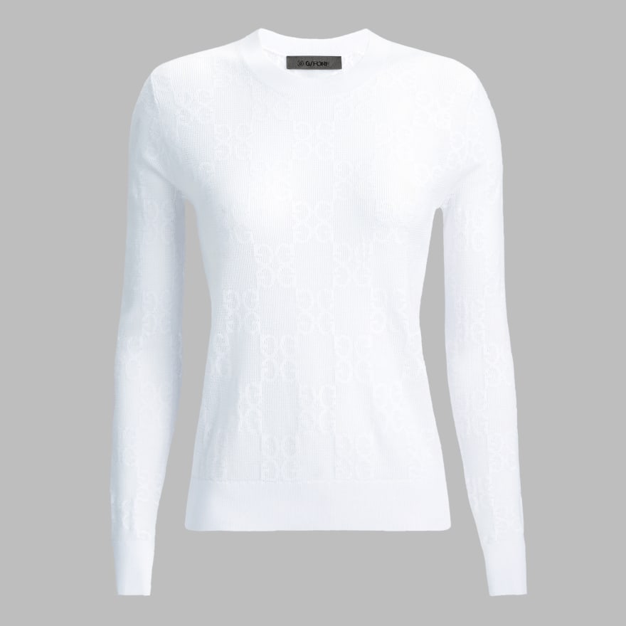 POINTELLE G CREWNECK SWEATER in Snow image number 1
