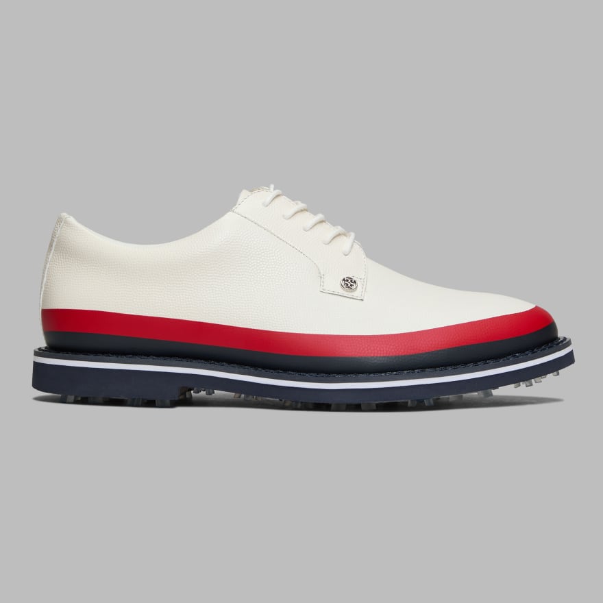 MEN'S GALLIVANTER TUXEDO STRIPE LEATHER GOLF SHOE in SNOW / MULTI image number 3