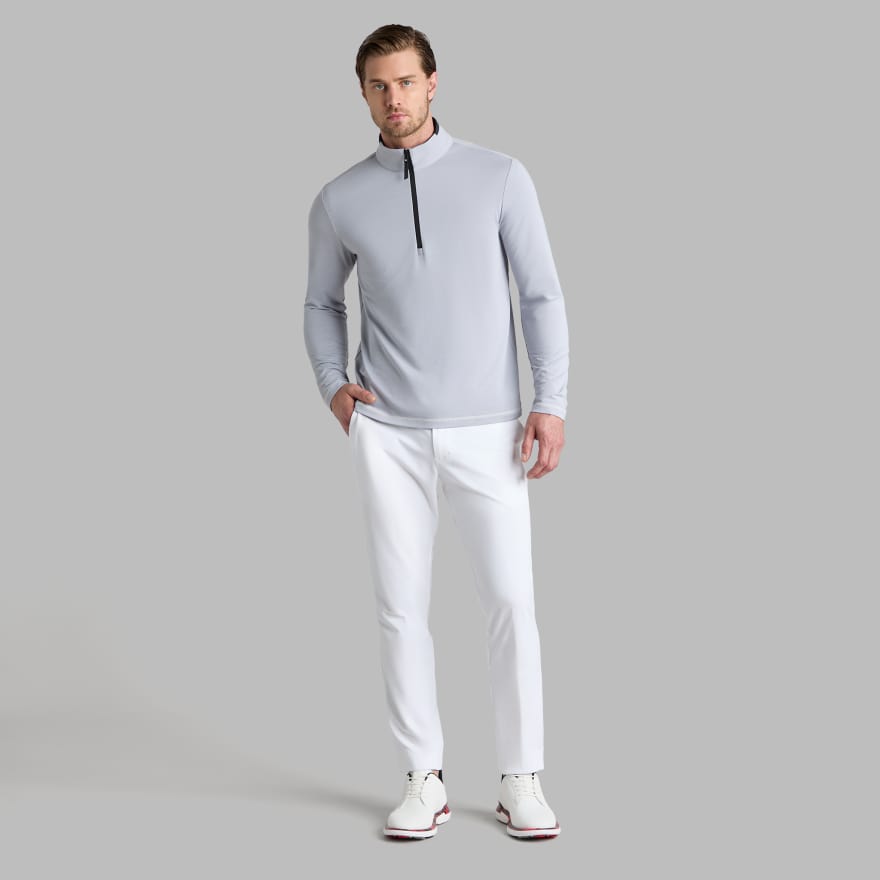 BRUSHED BACK TECH 1/4 ZIP PULLOVER in LIGHT GREY MELANGE image number 3