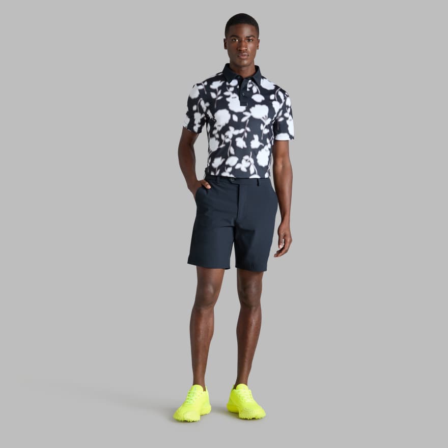 BLUR FLORAL TECH JERSEY POLO in Onyx image number 3