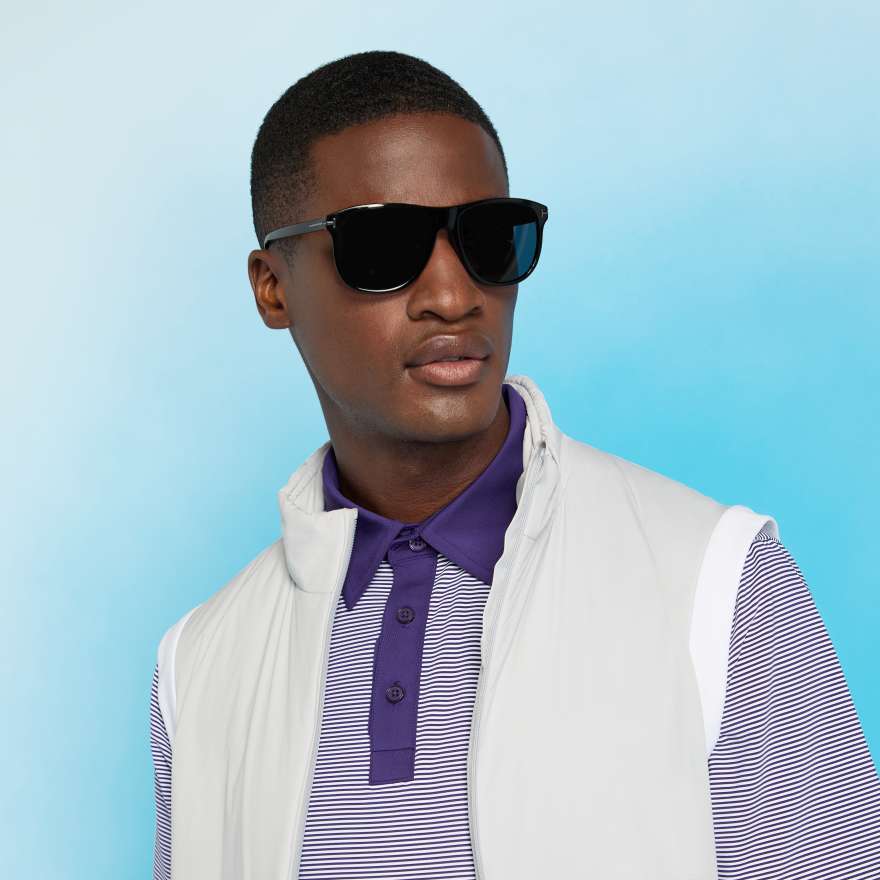 FEEDER STRIPE FINE TECH JERSEY POLO in Wisteria image number 2