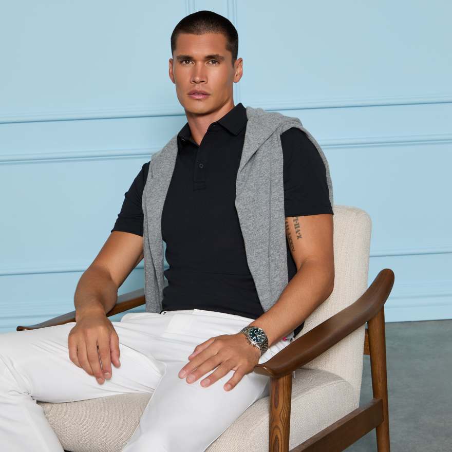 ESSENTIAL PERFORMANCE PIQU&Eacute; POLO in Onyx image number 2