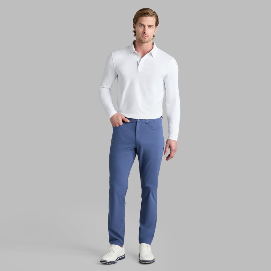 M&Eacute;LANGE ICE NYLON LONG SLEEVE POLO in SNOW MELANGE image number 3