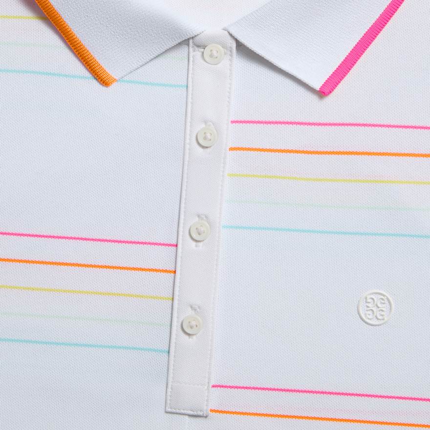 OFFSET STRIPE TECH PIQUÉ SLEEVELESS POLO | WOMEN'S POLO SHIRTS | G
