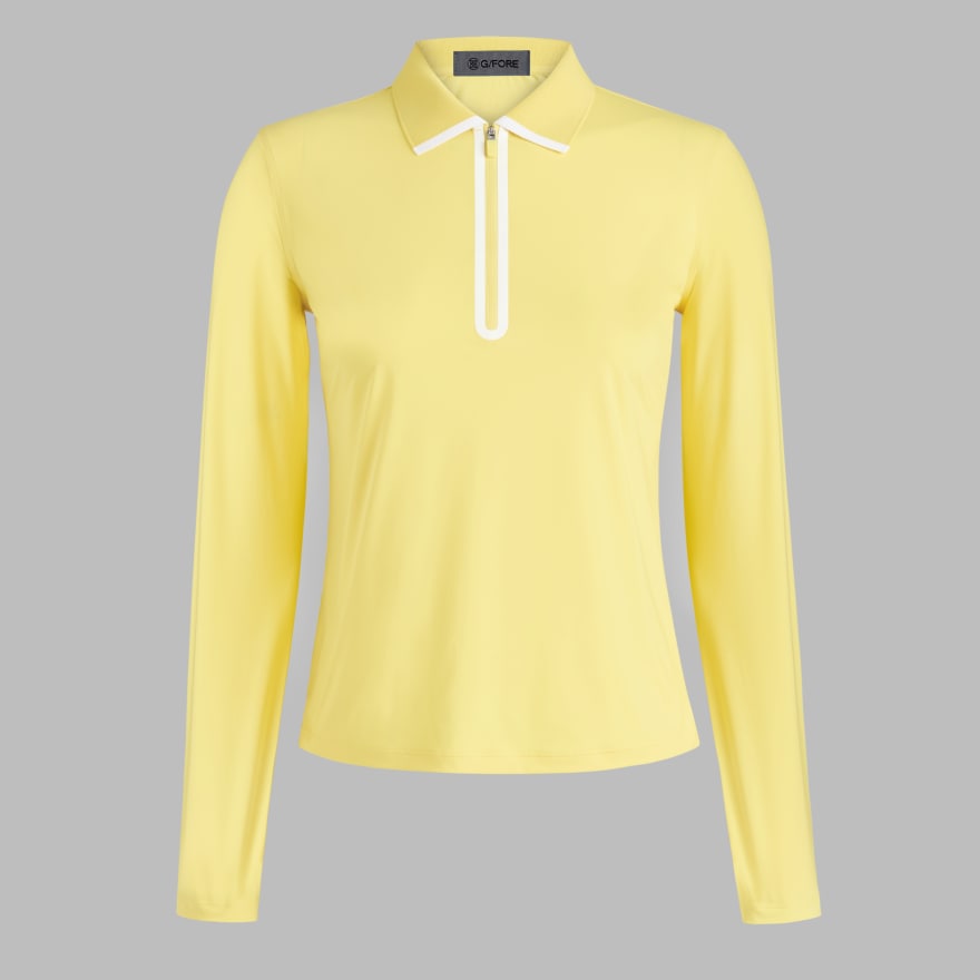 SILKY TECH NYLON LONG SLEEVE ZIP POLO in Canary image number 2