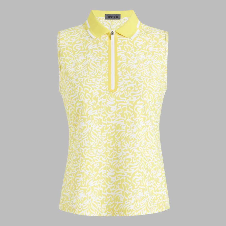 SCRIBBLE TECH PIQU&Eacute; SLEEVELESS POLO in Canary image number 2