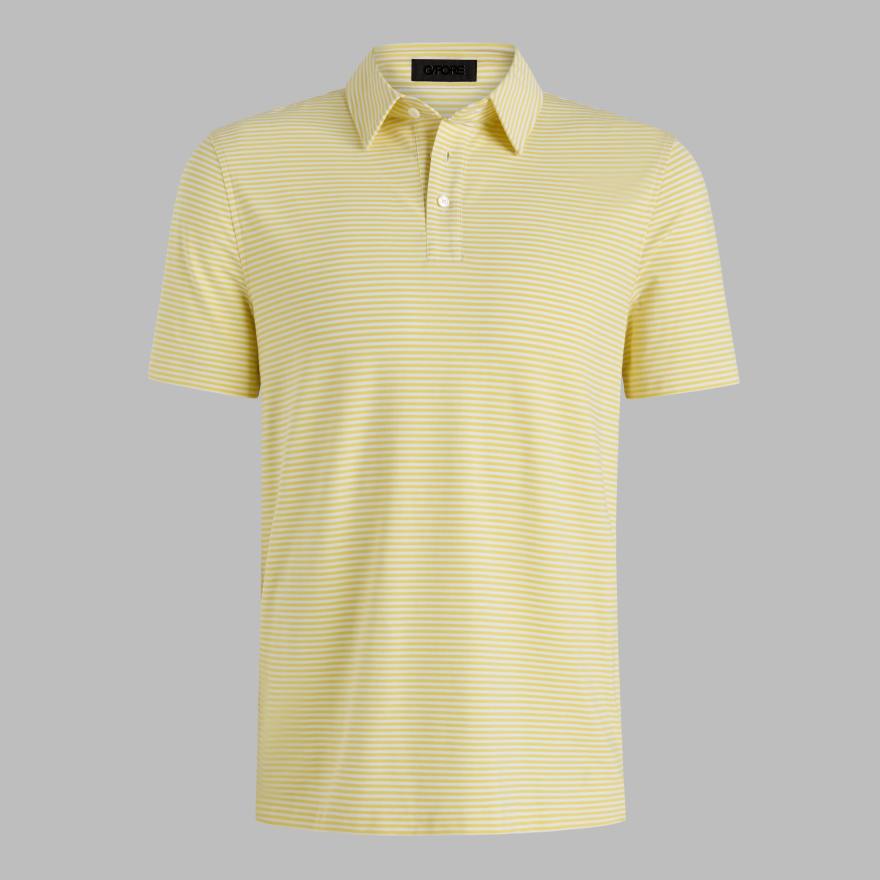 ALL PLAY STRIPE STRETCH KNIT POLO in Canary image number 1