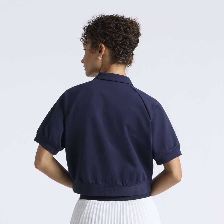 CROPPED STRETCH SCUBA 1/2 ZIP POLO in Twilight image number 4