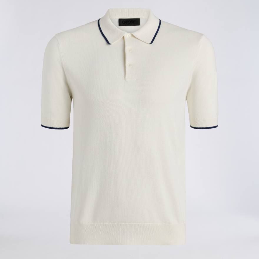 COOLING COTTON SWEATER POLO in CHALK WHITE image number 1