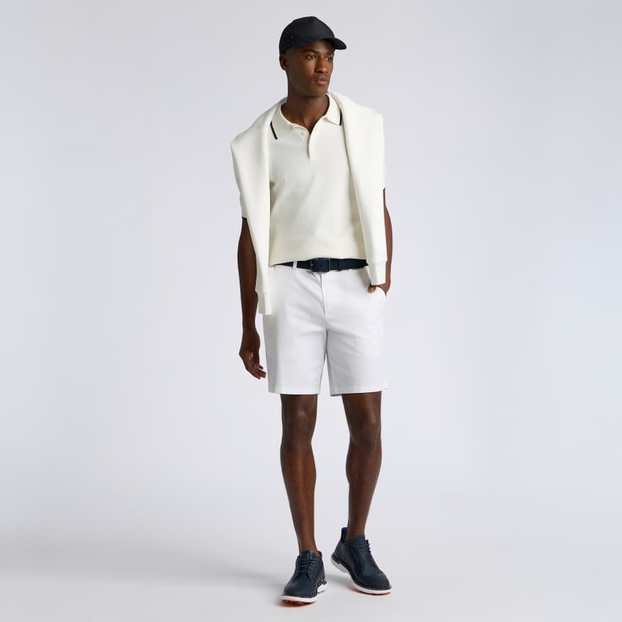 COOLING COTTON SWEATER POLO in CHALK WHITE image number 2