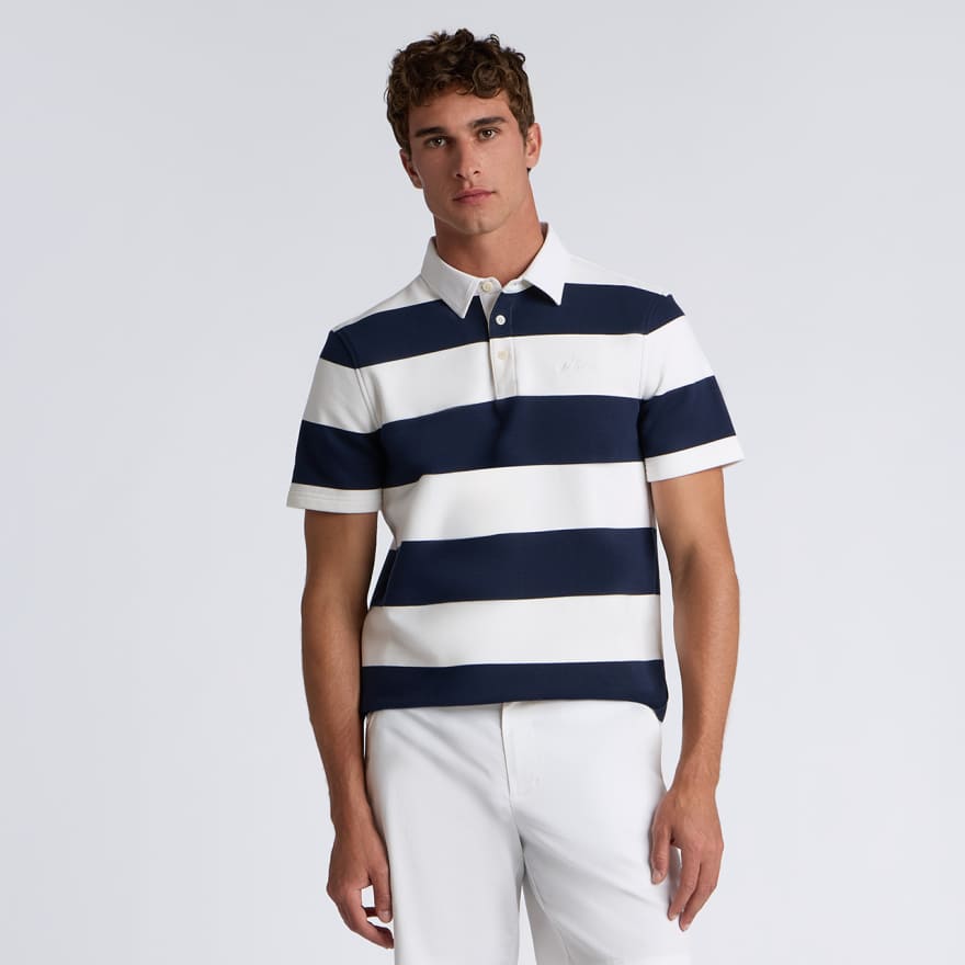 YARN DYE FRENCH TERRY RUGBY POLO in Twilight / Snow image number 3