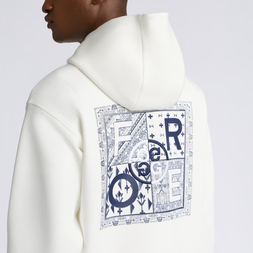 FORE CORNERS COTTON BLEND SCUBA HOODIE in CHALK WHITE image number 5
