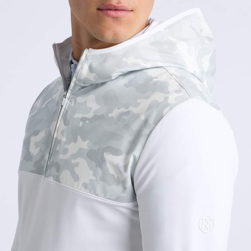 CAMO BRUSHED BACK TECH TERRY 1/4 ZIP HOODIE in SNOW CAMO image number 5