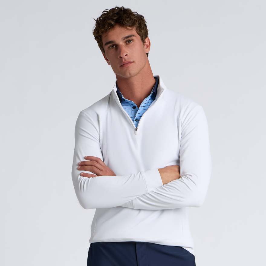 BRUSHED BACK TECH TERRY 1/4 ZIP PULLOVER in Snow image number 3